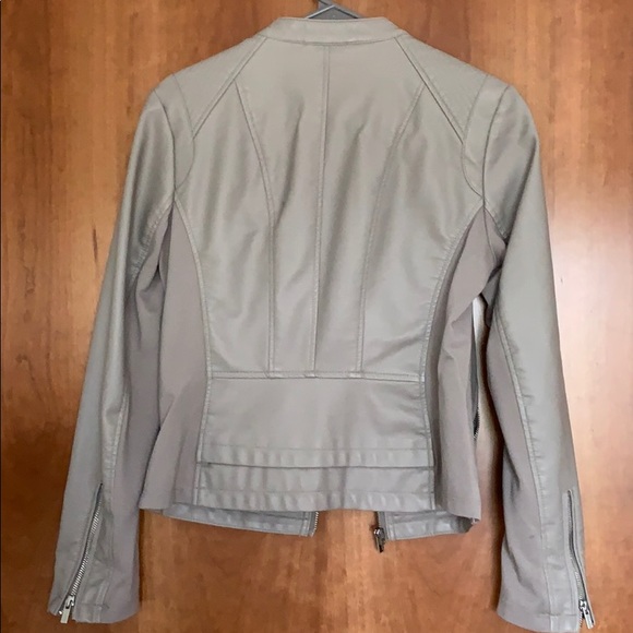 WORN ONCE express leather jacket in gray/taupe😍😎 - Picture 3 of 4